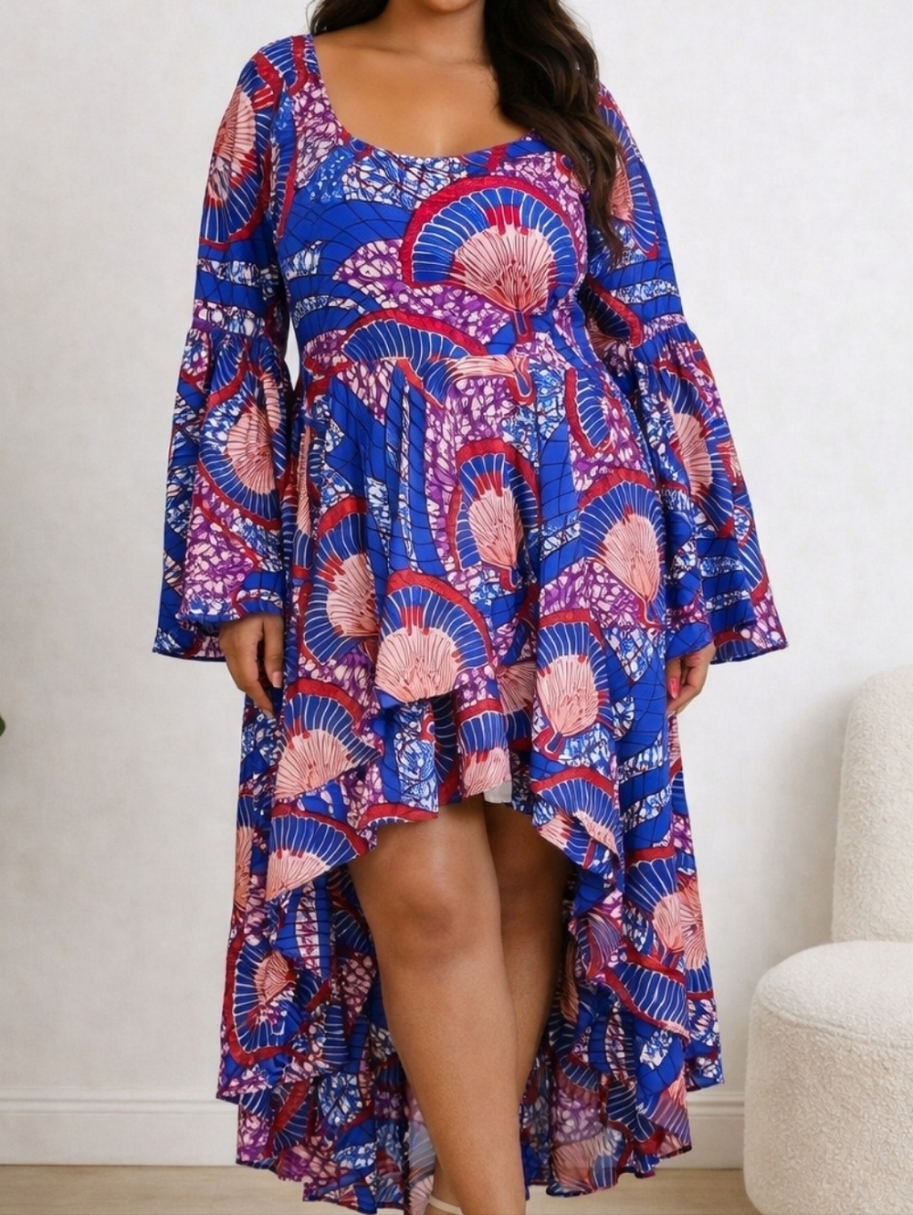 Advance Apparel Ankara AFRICAN Bell Sleeve print dress free size